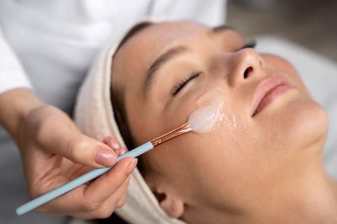 Chemical peel facial treatment and skincare procedure